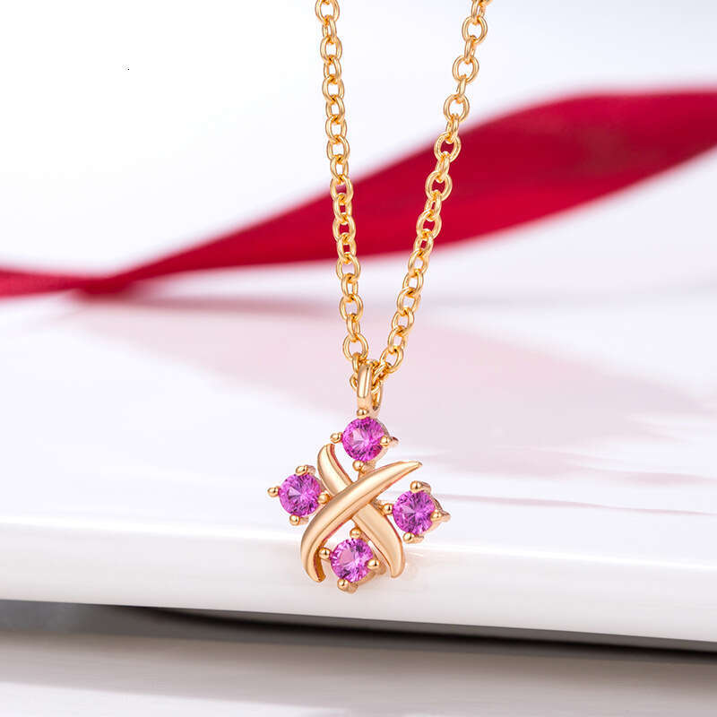 T Brand 2022 New Trendy Cross Necklace X-shaped Design Red Light Versatile Elegant Collarbone Chain for Women