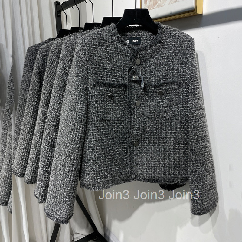 Korean Fashionable Elegant Woven Tweed Short Coat for Women with Cotton Lining Internet Celebrity Autumn Winter New Style