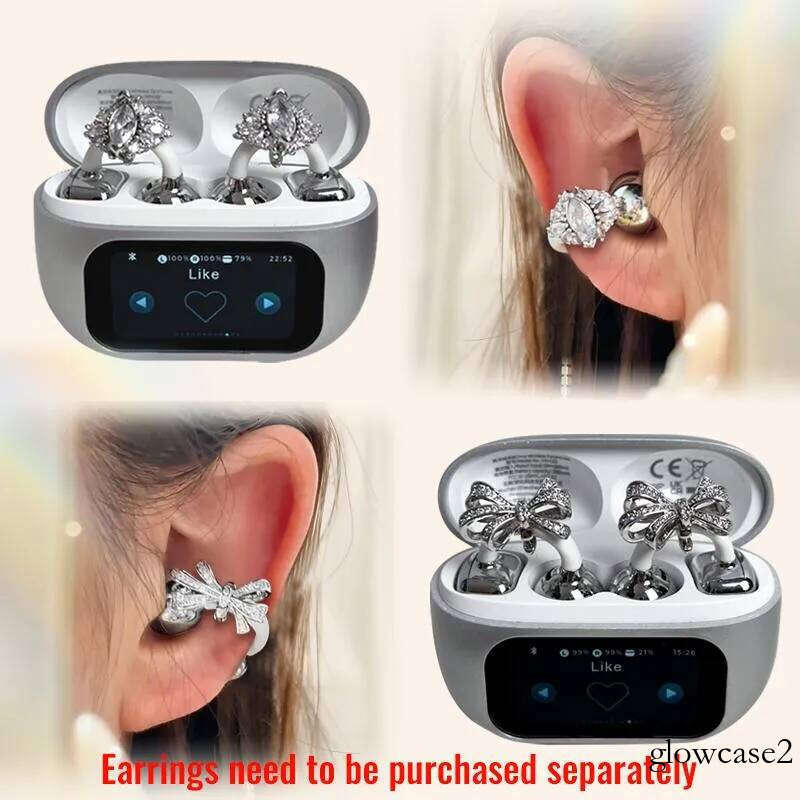 HYUNDAI Top Butterfly Headphones Design LCD Full Color Touch Screen Audio Wireless For Music Phone Calls With Earrings Bow Tie Suower C02