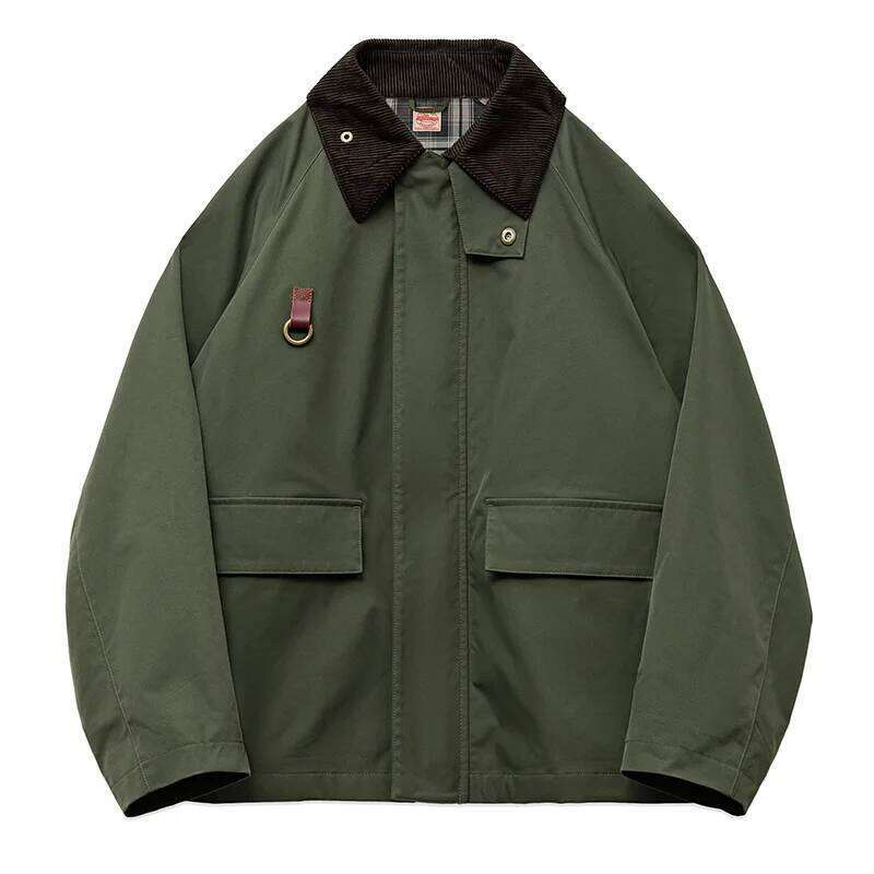 Designer Clothing 2025 Maden Retro Women's Corduroy Patchwork Jacket Green Casual Lapel Spey Hunting Jackets For Spring With Zippered Front Outer