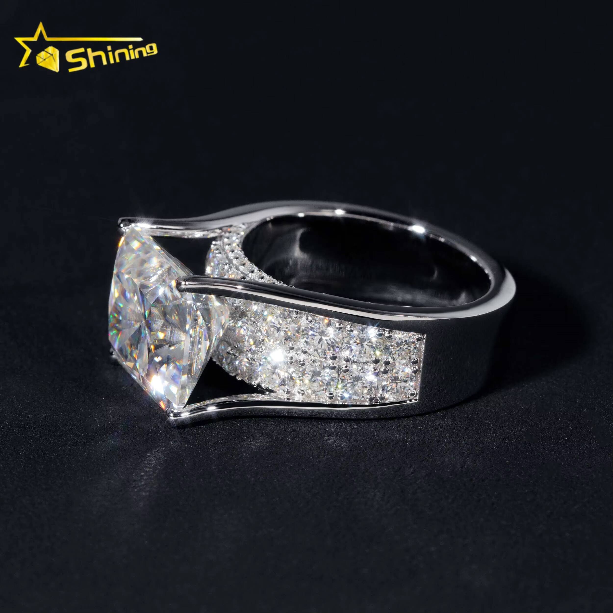 Fashion Jewelry Iced Out Luxury VVS Moissanite 925 Sterling Silver Custom Hip Hop Ring