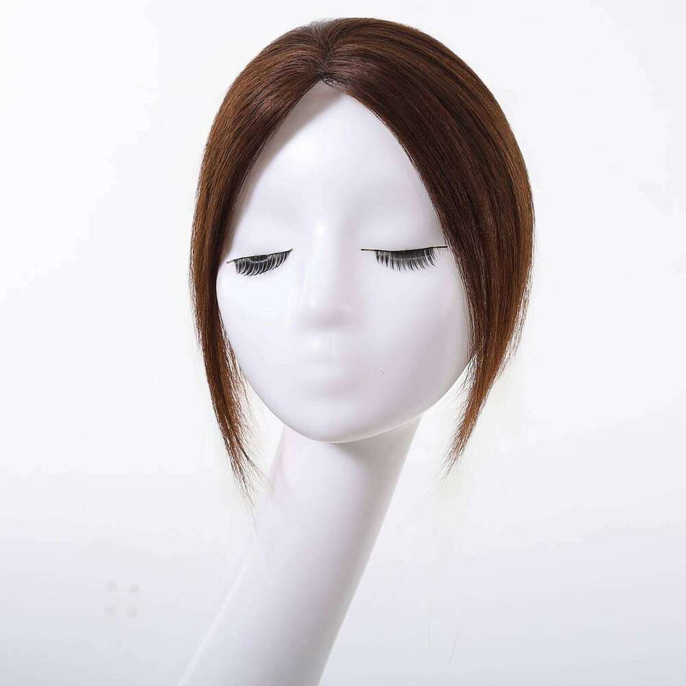 10 Inches Dark Brown for Women 100% Remy Human Hair Pieces Clips in Middle Part Silk Base Topper
