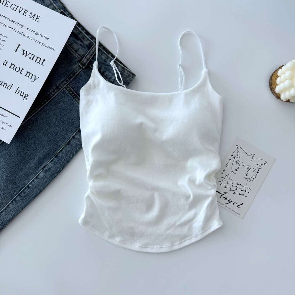 Designer T Shirt Pure Desire Style Sweet And Spicy Design Pleated Camisole With Chest Pad For Women, One-Piece Cup, Inner And Outer Wear, Beautiful Ba