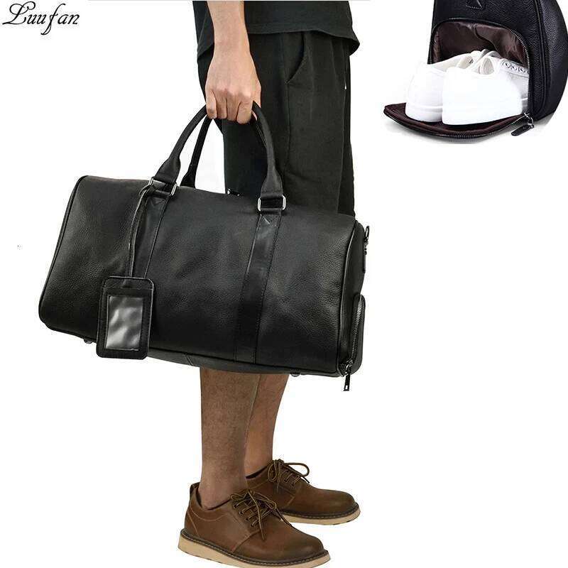 Designer Bags Fashion Genuine Duffel Man Unisex Soft Cow Leather Business Big Travel Lage Weekend Large Shoulder Bag Luxury Bag