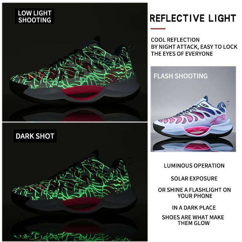 2025New Comfortable Casual High-Quality Glow-in-the-Dark Basketball with Rubber OutsoleEVAFriction Style Sports Shoes