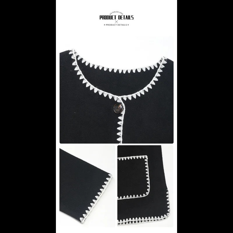 Autumn and Winter Womens Casual Cardigan Dressing Contrasting Fleece Jacket 250729