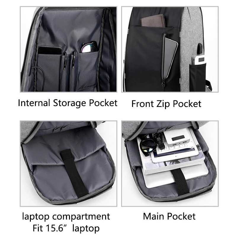 Multifunctional Mens Backpacks Waterproof Bag Pack for Men Backpack for School Book Bag Usb Port Back Bag for Men Black Backpac S250728