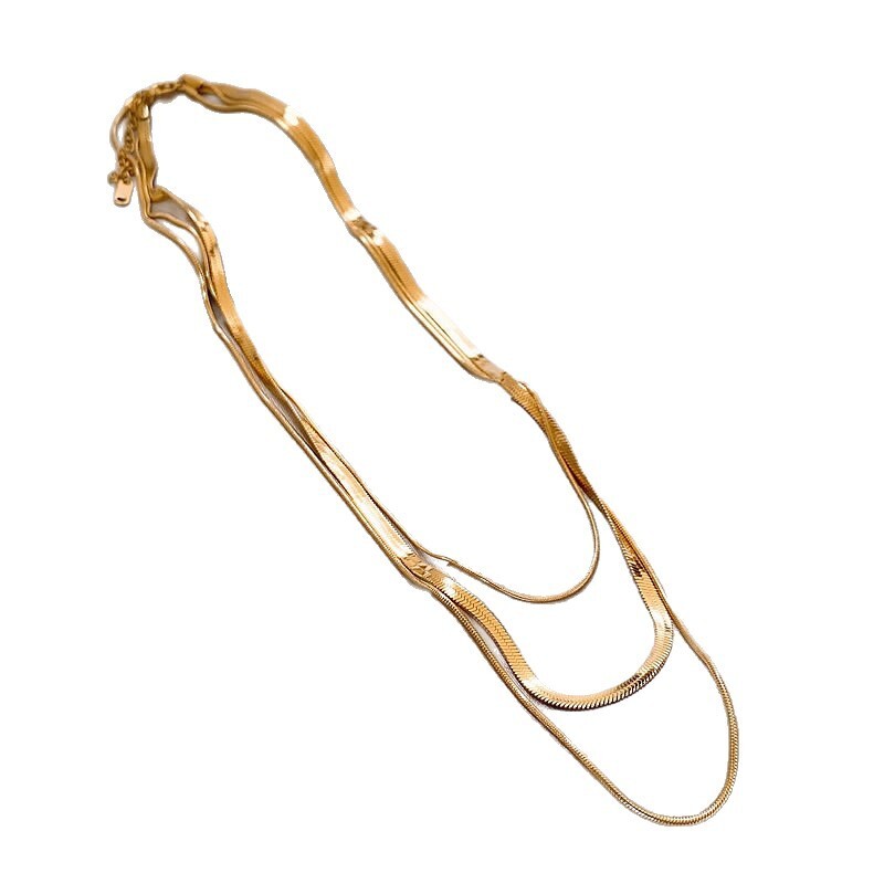 Gold Multi-layer Stacked Snake Bone Necklace for Women, High-end Niche Collar Chain, 2025 New Clavicle Chain Accessory Jewelry for Women