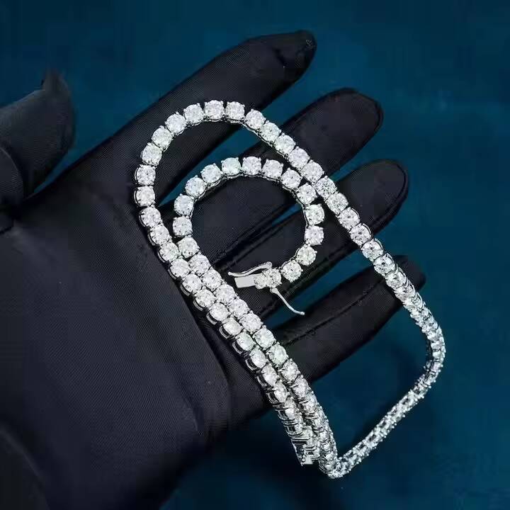 Fully Iced Out Lab Mossanite Diamond Cuban Link Chain Hip Hop Customized Luxury Jewelry Best Gift for Men Hiphop Chains