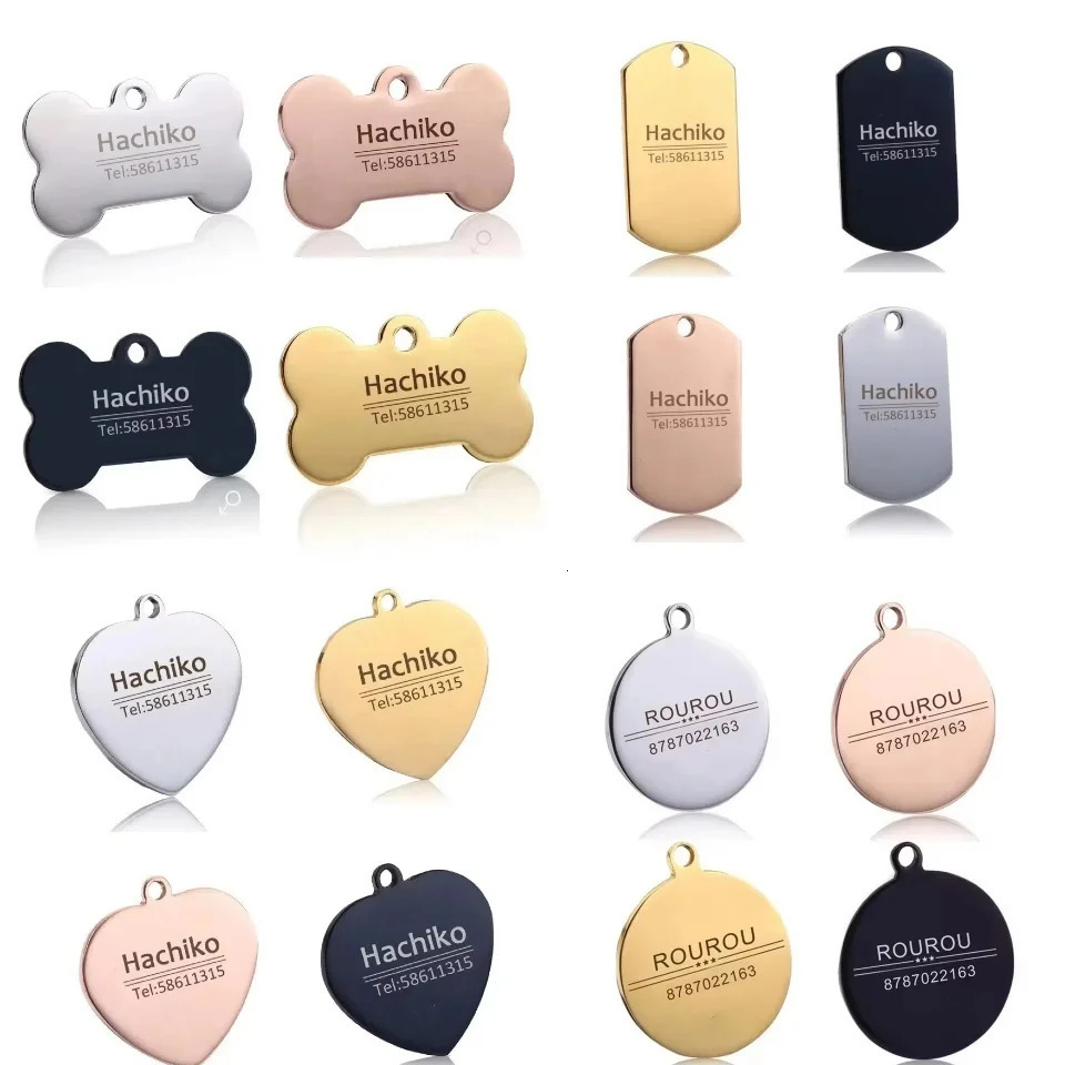 Personalized Engraved Cat Dog Pet ID Tag Dogs Anti-lost Collar Charm Engraving Pet Name Collar for Puppy Cats Collar Accessories 250729