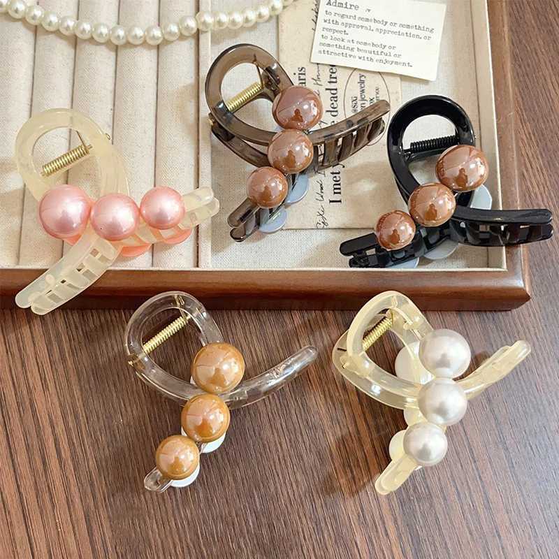 Korea Pearls Cross Hair Claws Crabs For Women Girls Sweet Hair Ornament Barrettes Hair Clips Hairpin Fashion Hair Accessories Z250729