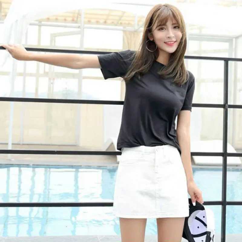 Lucyever Black White Womens Mini Skirts Korean Style High Waist Pockets A-Line Skirt Female Casual All-match Basic Short Skirts R250728