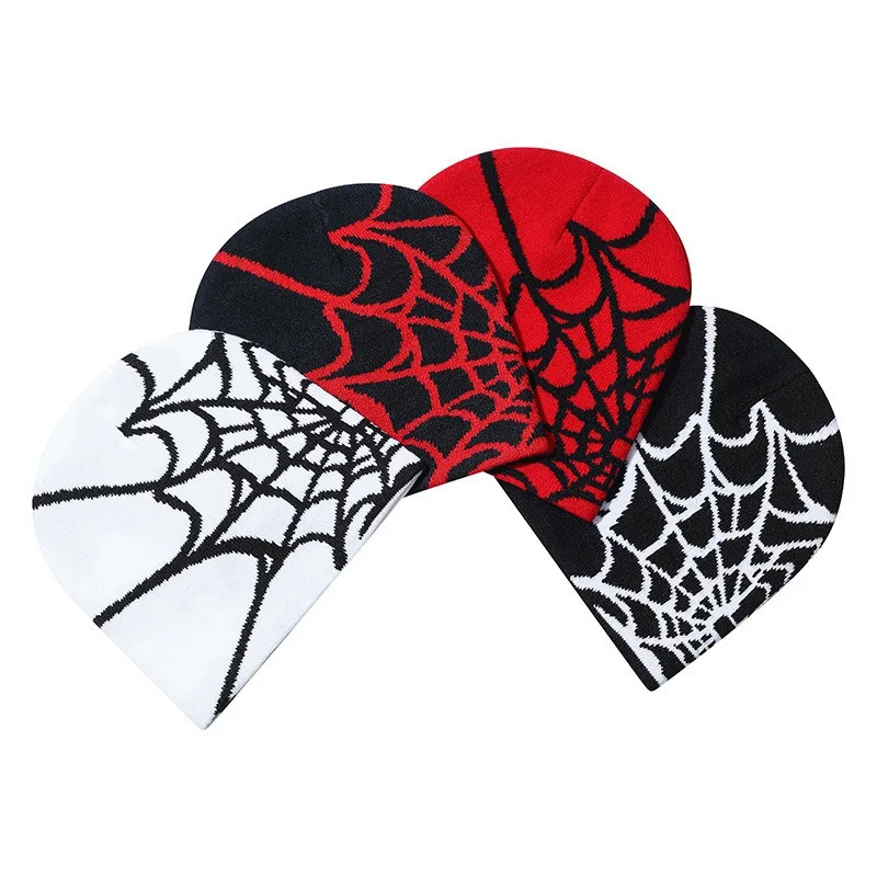 Spider Web Pattern Jacquard Knit Hat Autumn/winter Warm Y2k Style Fashionable Unisex Suitable for Outdoor Activities Hall 250724