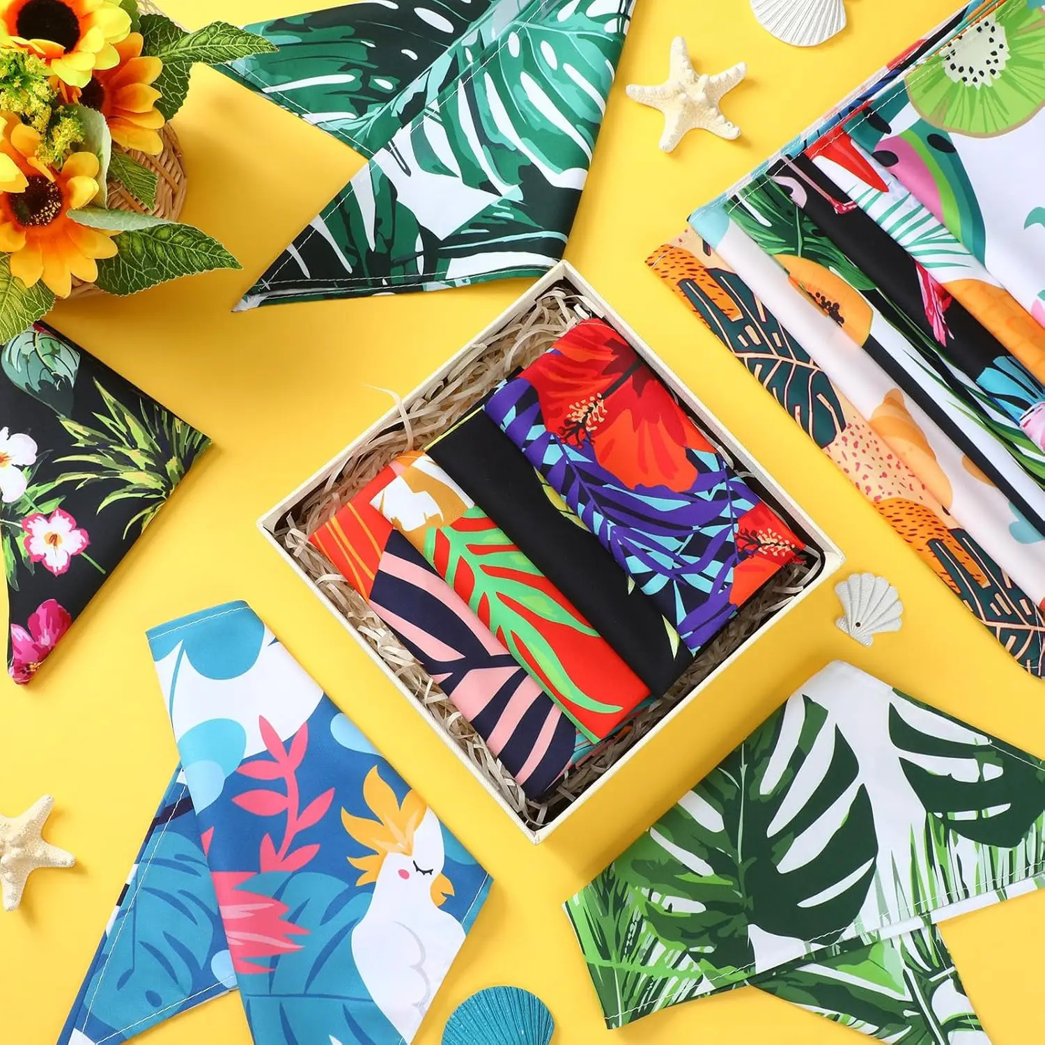 100Pcs Summer Beach Dog Bandanas Bulk Bibs Colorful Triangle Scarf Pet Bandana for Medium Large Dogs Birthday Costume Decoration 250729