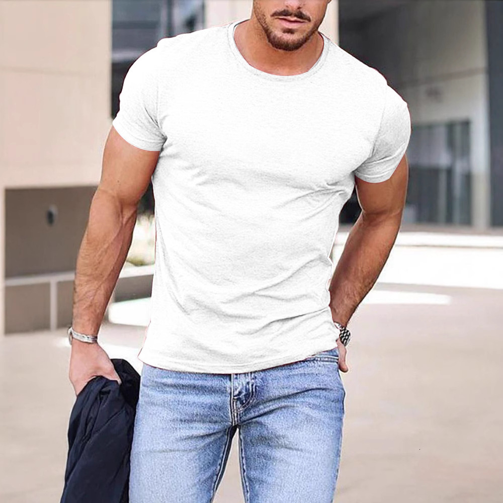 15 color round neck printed T-shirt summer pure cotton casual versatile fashion short sleeved mens top