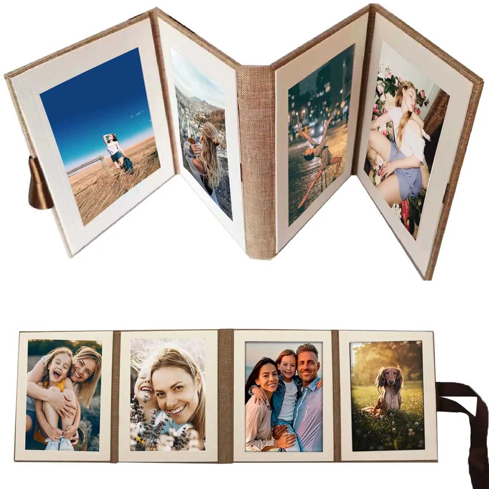 Retro Spiral Photo Album 4-Page Pasted Personalized Family Album Mini Baby Photo Album Linen Cover Wedding Family Z250729