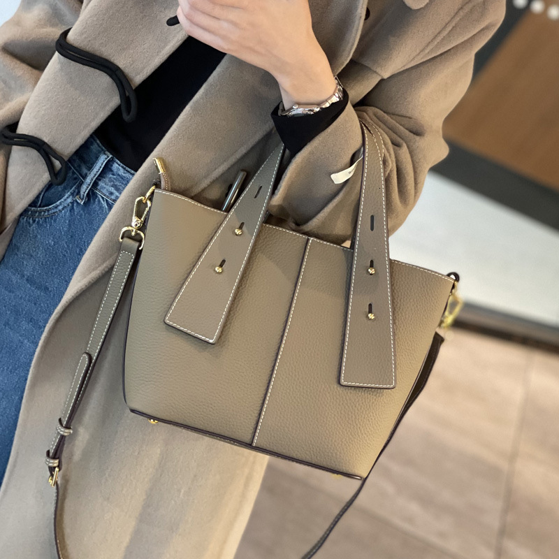 DHAL Genuine Leather Women's 2025 New Trendy Large Capacity Handbag Fashion Versatile Tote High-End Feel Single Shoulder Crossbody Bag