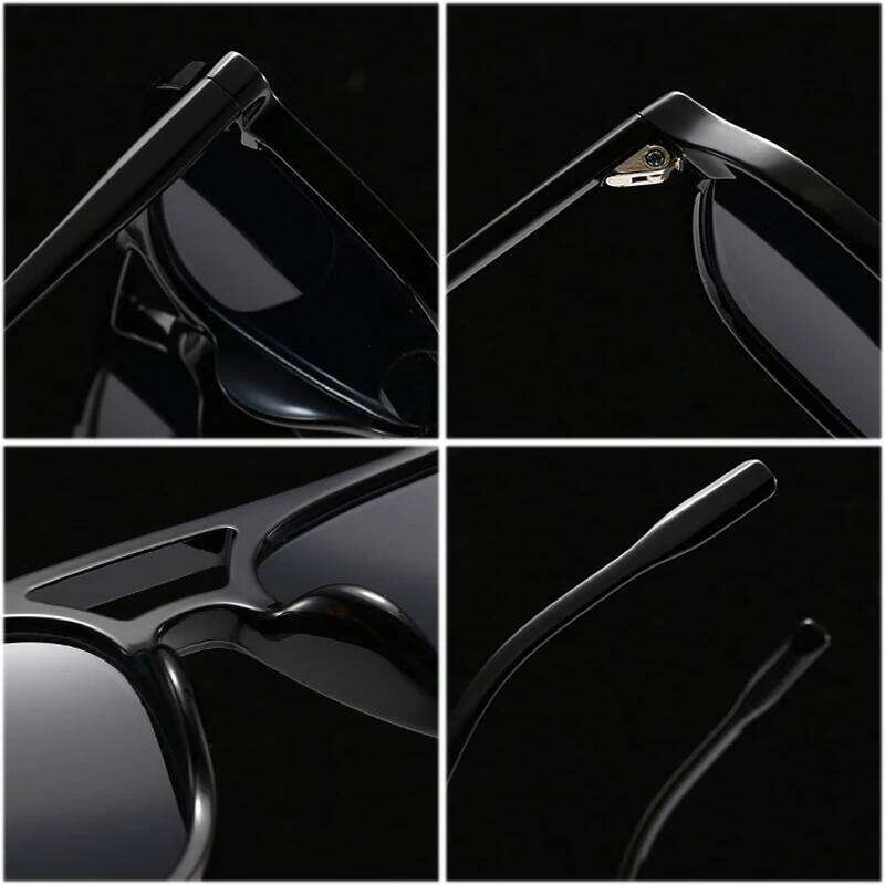 SO&EI Retro Double Bridges Men Square Sunglasses Fashion Blue Green Shades UV400 Women Trending Gradient Sun Glasses