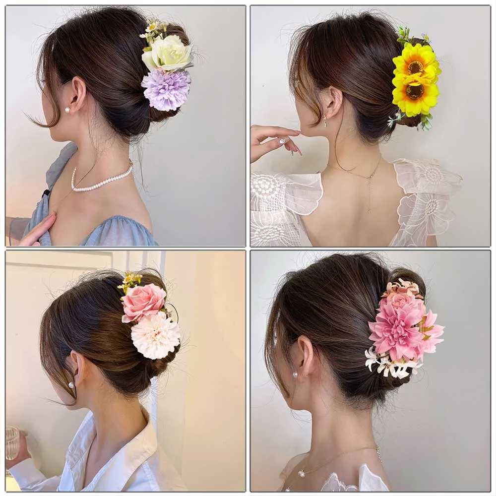 Haimeikang Large Size Flower Hair Clip Claws Hair Crab For Thick Hair Barrettes Hairpins Women Summer Fashion Hair Accessories Z250729
