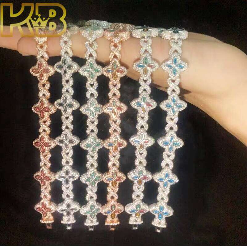 Best Selling Dia Sterling Sier Rhodium Plated Moissanite Men Cuban Link Bracelet