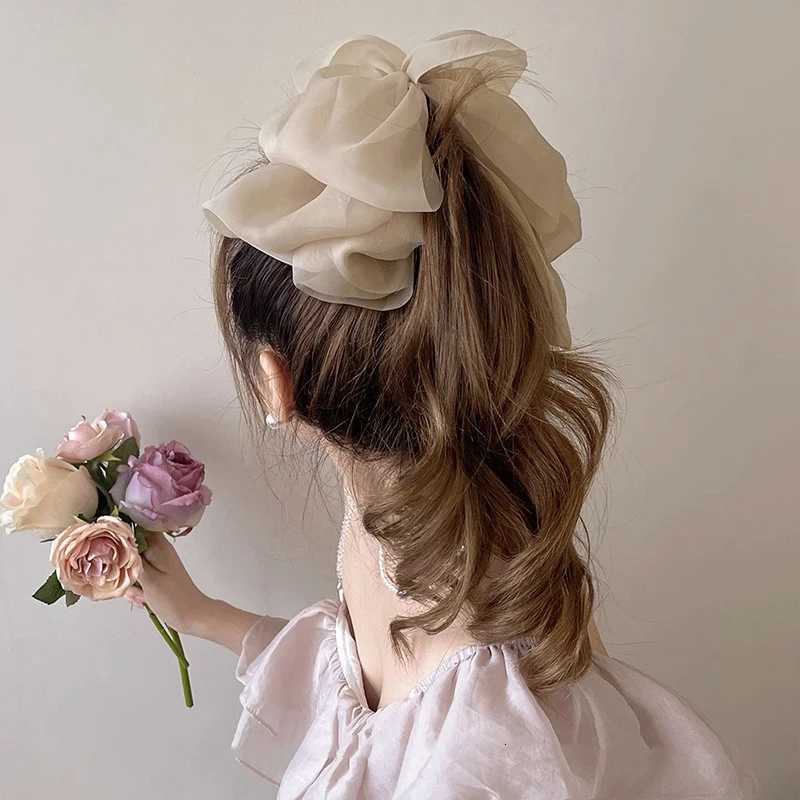 Lystrfac New Mesh Banana Clip Bow Hair Clips for Women Girls Back Head Hairpin Ponytail Clip Fashion Hair Accessories Z250729