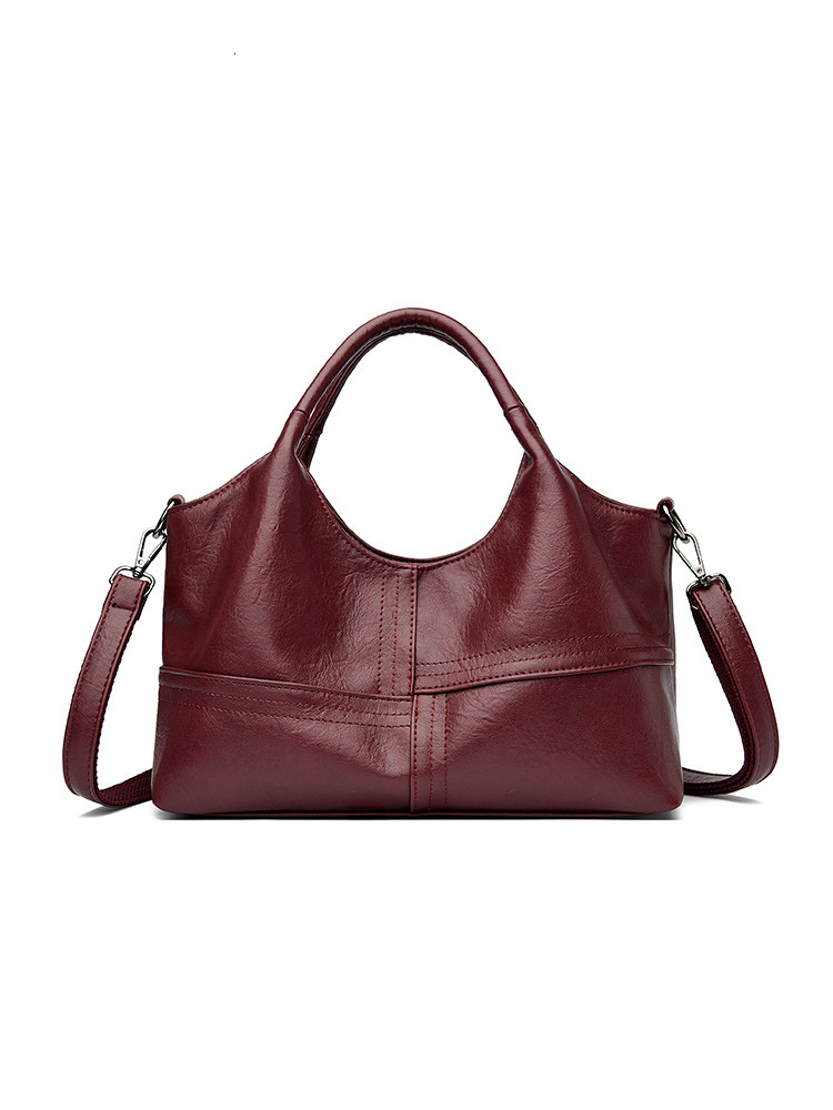 DHAL Textured Soft Leather Handbag for Middle-aged Women, New Lightweight Commuter Large Capacity Crossbody Basket Bag