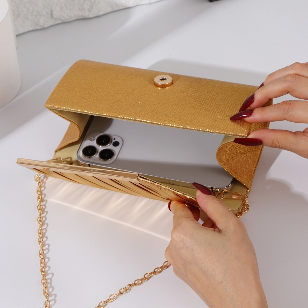 DHAL Fashion Pleated Envelope Elegant Dress Clutch Party Evening Women's Banquet Bag