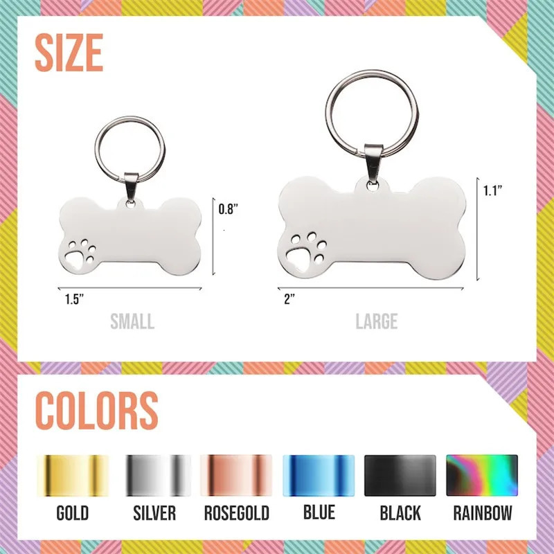Stainless steel Personalized Engraving Anti-lost Dog ID Tag Customized Pet Name Puppy Collar Dog Cat Bone Tags Pet Supplies 250729
