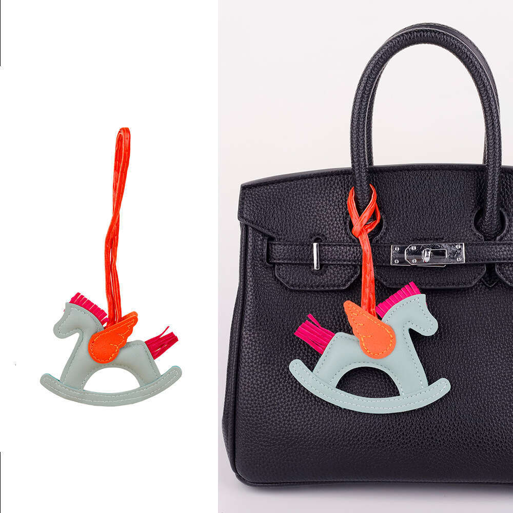 Childlike Series Handmade Patchwork Rare Leather Rocking Horse Little Pegasus Car Hanging Ornament Bag Pendant