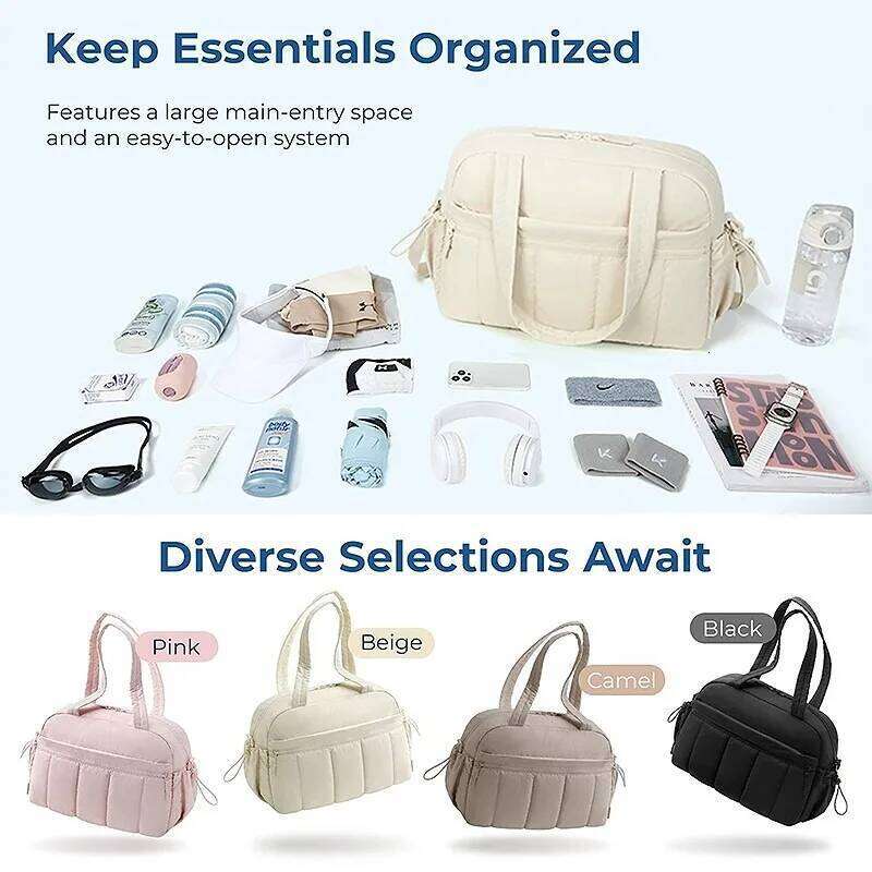 Travel Duffel Lightweight Tote Sport Shoulder Gym Bag Lage for Women Weekender with Waterproof Multi Pocket