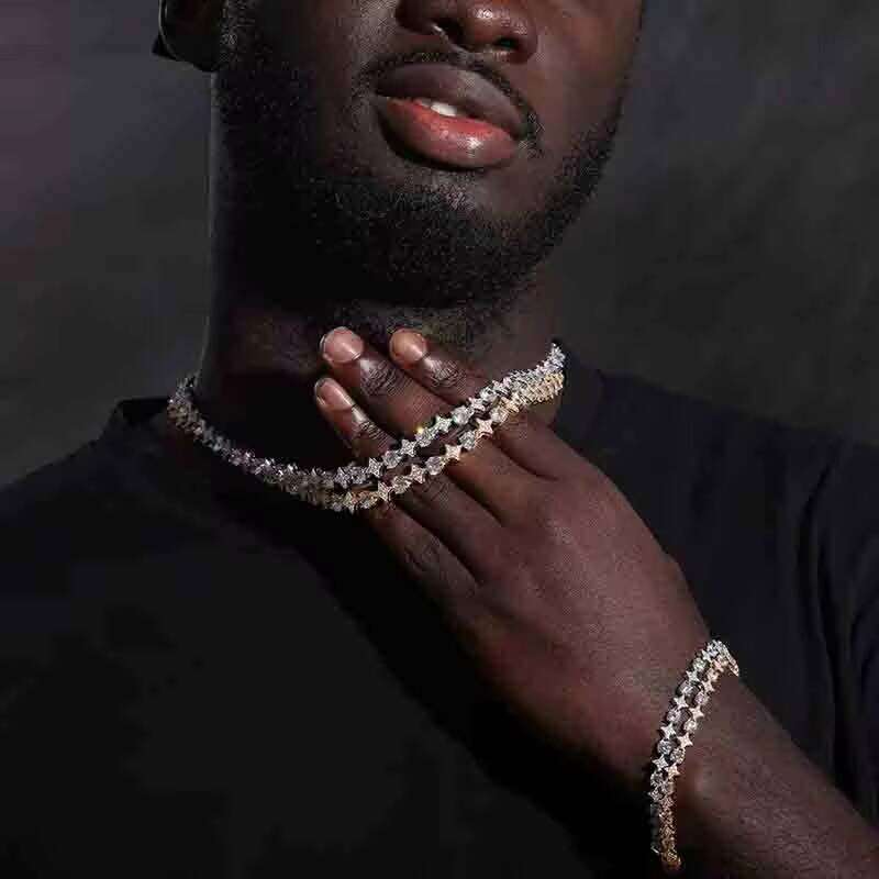 Hip-hop D Color Iced Out Moissanite Dia Tennis Necklaces For Women Men with Certificate Sterling Sier Neck Chain