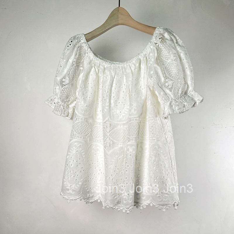 2025 Summer New Design Sense Niche Slimming Short Sleeve Top Fairy Off-Shoulder Lace Blouse for Women