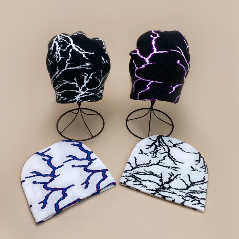 European Style Cool Lightning Knitted Hats Autumn and Winter Unisex Warm Hip Hop Versatile Personal Fashion Street Beanies 250724
