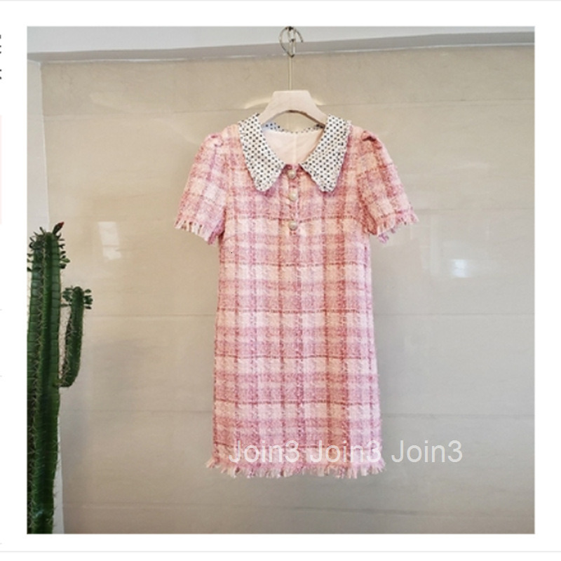 Socialite Little Fragrance Milk Dress 22 Summer New Fashion Slimming Turn-Down Collar Dress French Short Sleeve A-Line Dress