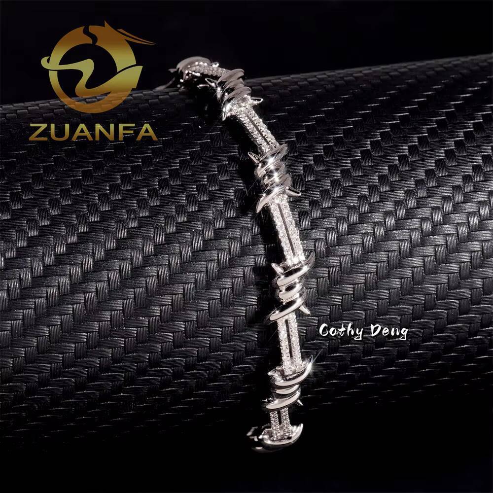 6mm 925 Silver Twisted Cuban Link Chain Iced Out Jewelry Moissanite Hip Hop Bracelet Lab Diamond Cuban Link Bracelet