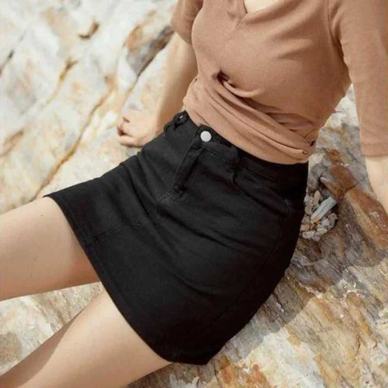 Lucyever Black White Womens Mini Skirts Korean Style High Waist Pockets A-Line Skirt Female Casual All-match Basic Short Skirts R250728