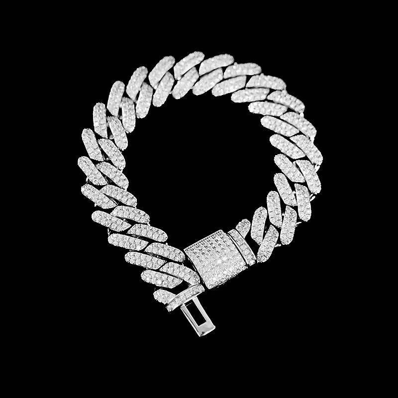 Hot Sale 925 Sterling Silver VVS Moissanite Tennis Chain Necklace Bracelet Party Hiphop Style Cuban Link Chain Necklace for Men