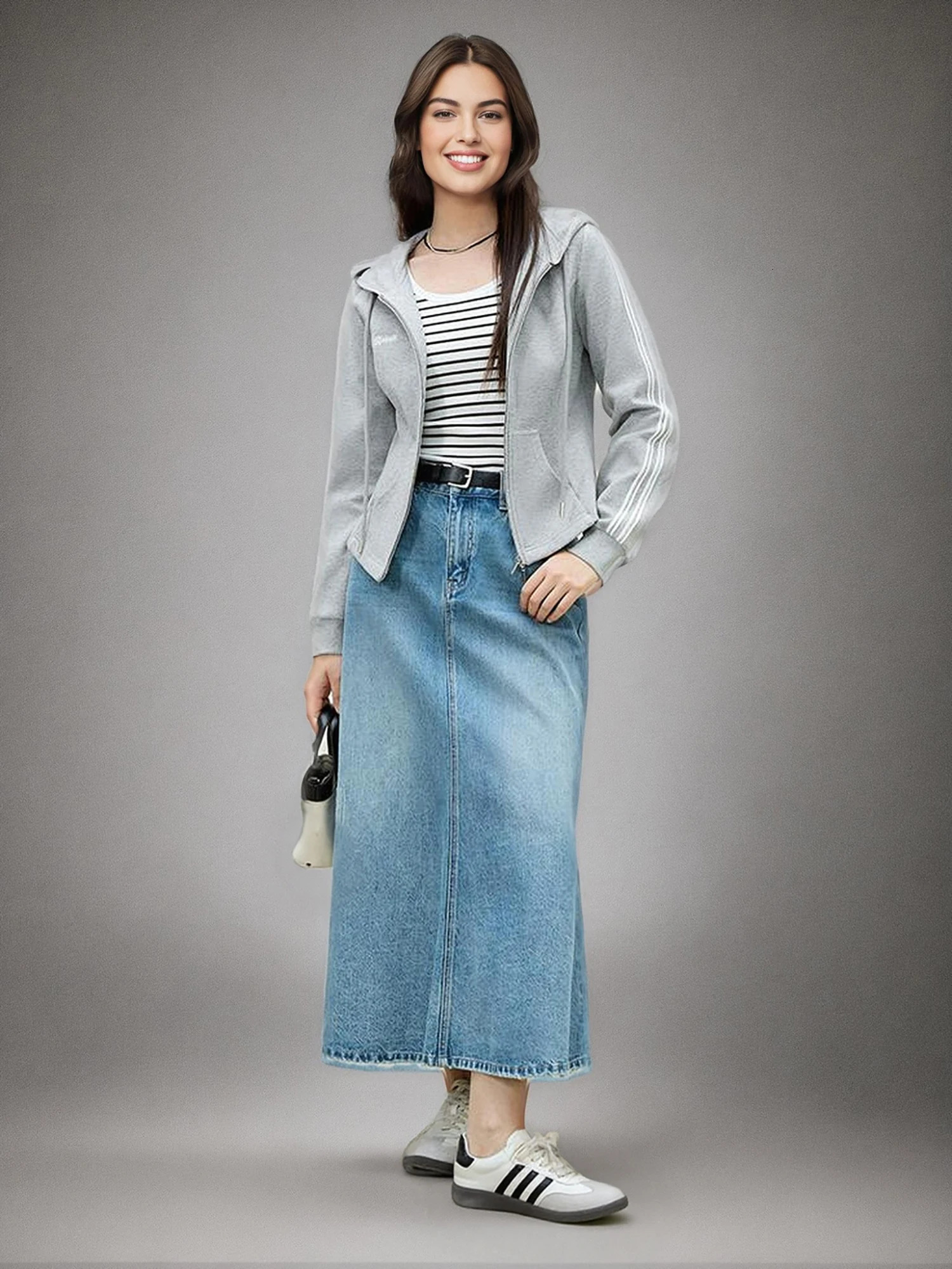 Dushu Plus Size Womens Hooded Slim Fit Hoodie Jacket for Spring Casual Double Zipper Top Loose 25DS81123 250729