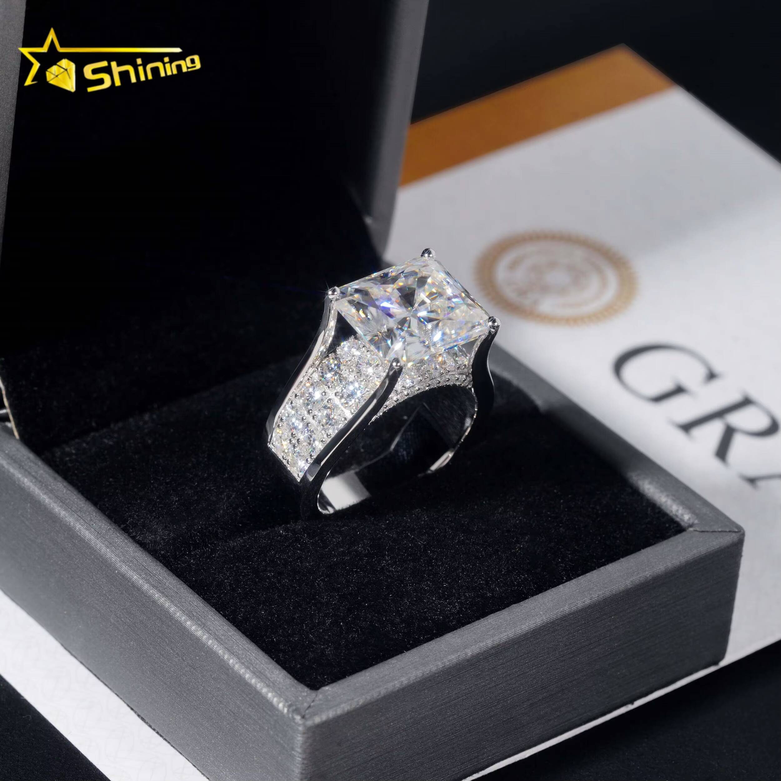 Fashion Jewelry Iced Out Luxury VVS Moissanite 925 Sterling Silver Custom Hip Hop Ring