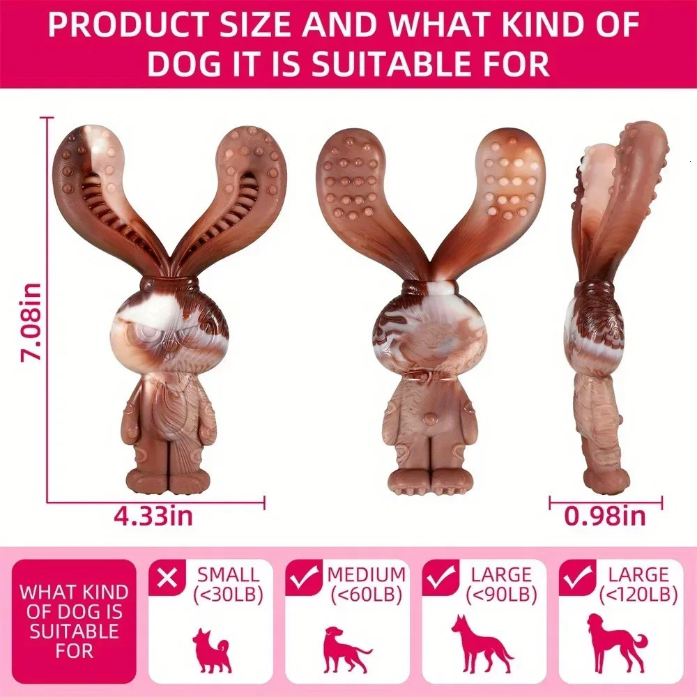 Indestructible Dog Chew Toy Nylon Rabbit Shaped Beef Flavor For Medium And Large Dogs 30120lb Strong Chewing 250729