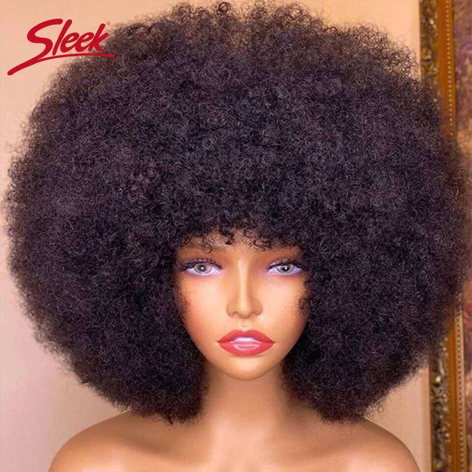 Brazilian Afro Kinky Curly Bob P4/30# 200% Density Remy Human Hair Brown Color P2/33# F1B/99J Wigs With Bang For BlacK