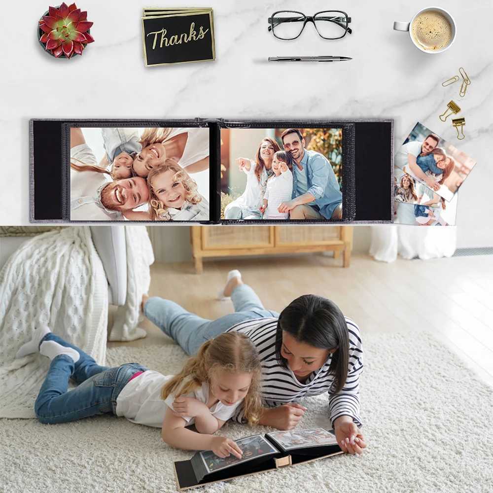 Small Photo Album 46 100 Photos Linen Cover Picture Photo Book for Family Wedding Anniversary Baby Vacation Photo Storage Z250729