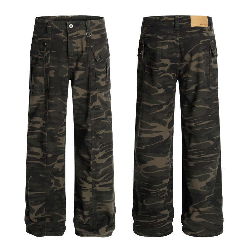 Summer New Camouflage Pants Three-Dimensional Cutting Loose Trendy Men's Unisex All-Match Couple Style Casual Trousers B5