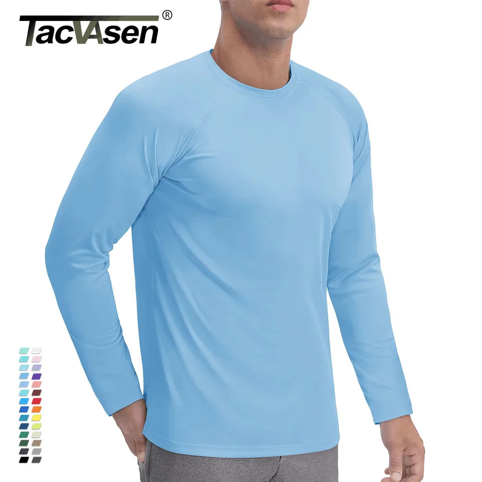 TVASEN Mens Sun Protection Tshirts Summer UPF 50 Long Sleeve Performance Chuitz Dry Breathable Hiking Fish UVProve 250729