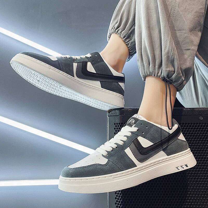 2024 Spring/Summer New Men's Fashion Casual Board Lace Up Color Blocking Korean Versatile Trendy Shoes Flat Bottom