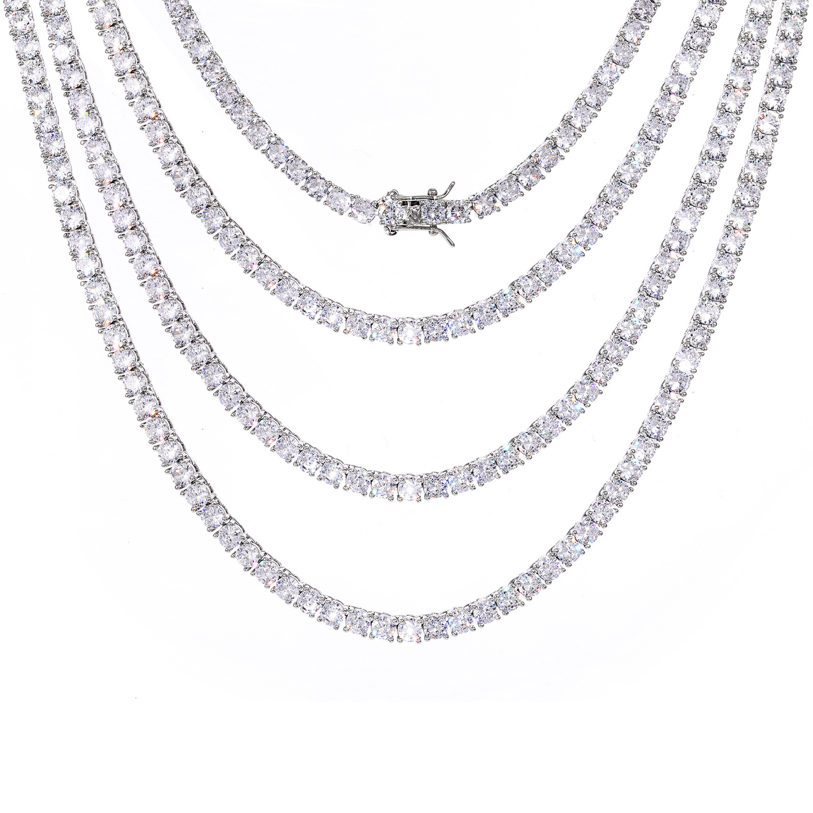 Classic Single Row Zircon Tennis Chain Bracelet Hip Hop High-end Personality Men's Necklace Jewelry