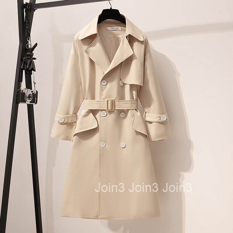 Japanese and Korean Plus Size Womens Clothing Mid-Length Trench Coat Slim Fit Personality Autumn Winter New Style Elegant Street Style Over-the-Knee