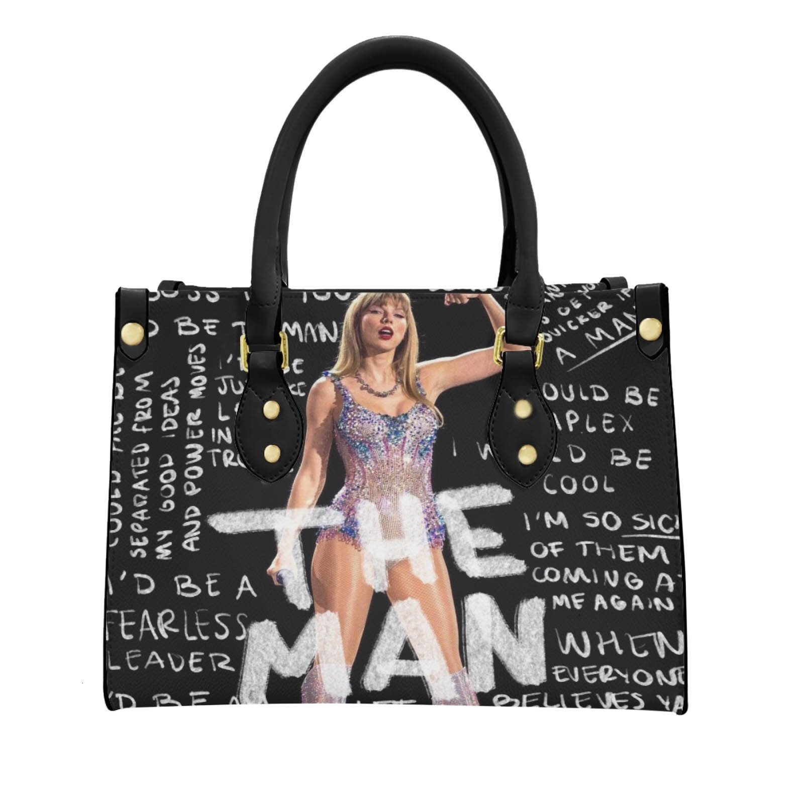 Designer bag handbag DIY Taylor Theme Printed Women's Handbag PU Shoulder Leather Storage Bag Available for Customization