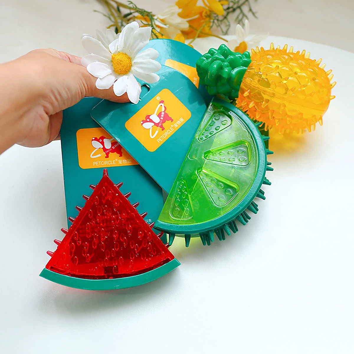 WaterFilling Freezing Dog Chew Toy TPR Material WatermelonLemonPineapple Shapes for Teething Cooling 250729