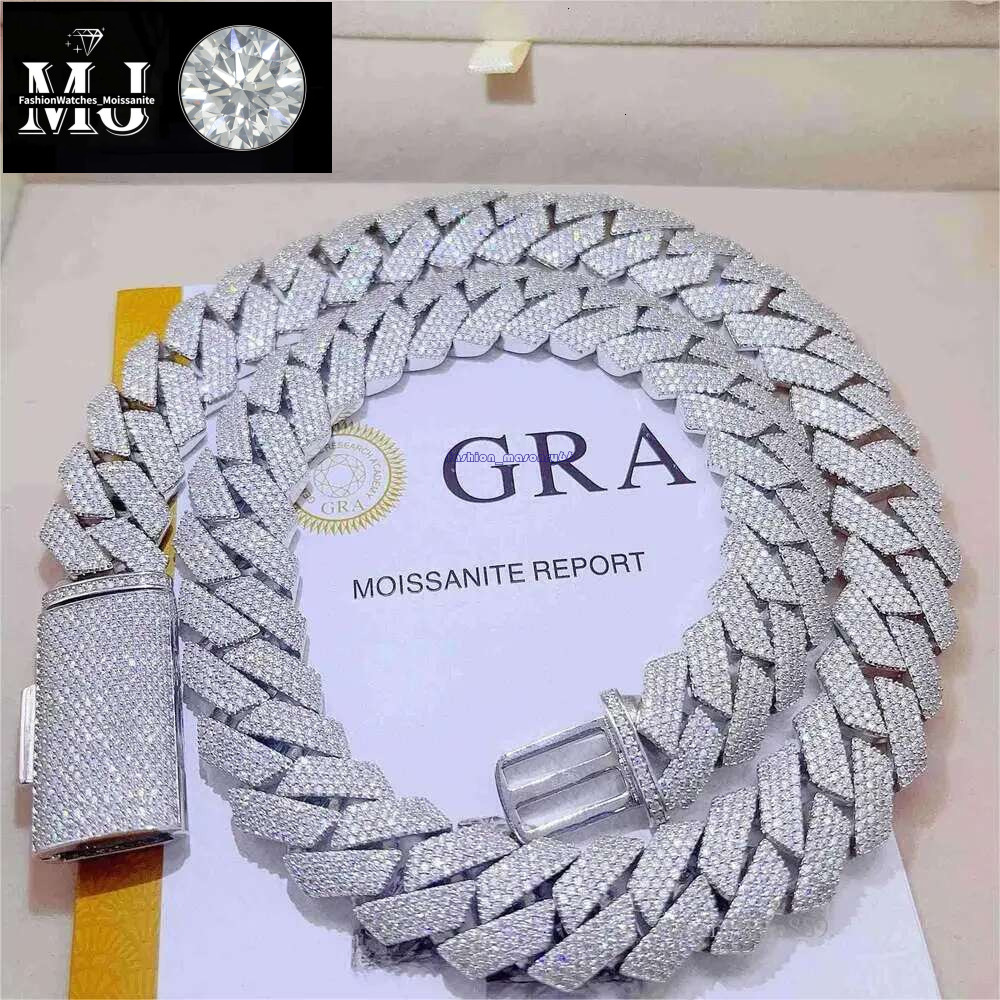 moissanite necklace designer jewelry cuban k chain Iced Out Pass Dia Tester Sterg Sier Necklace Vvs Moissanite chains for men necklaces